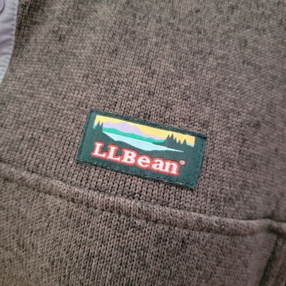LL bean Women's Snap Sweater Green Gray Grey Medium Pullover Fall Winter Hiking - Picture 2 of 8